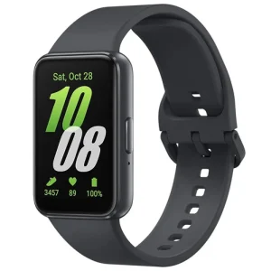 مچ‌بند هوشمند سامسونگ مدل Galaxy Fit3 با بند سیلیکونی، مقاوم در برابر نفوذ آب و گرد و غبار، دارای قابلیت پایش خواب و سنجش سطح استرس، دارای سنسور قطب‌نما و شتاب‌سنج و امکان ردیابی تمرینات ورزشی